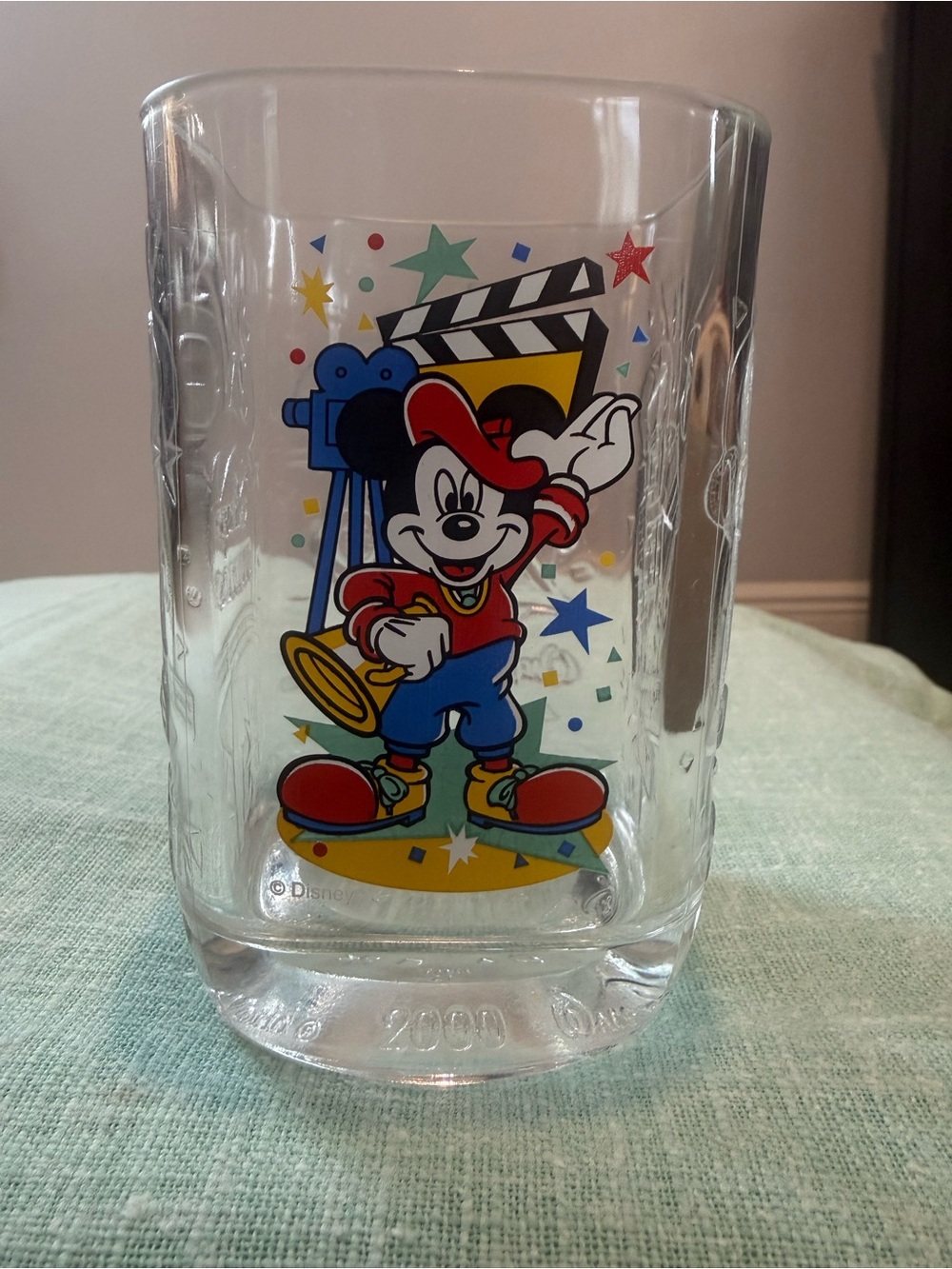 2000 Disney Mickey Mouse Multicolor Cartoon Glass